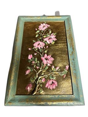 Hand Painted Vintage Wooden Tray (has Hanging Hook For Wall)